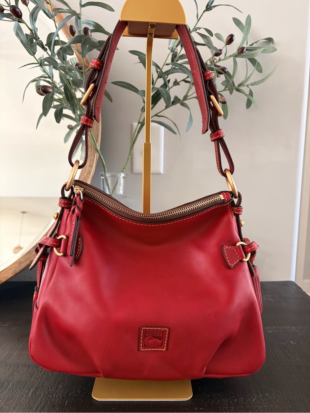 Dooney & Bourke Red Florentine Leather Teagan 30 Bag